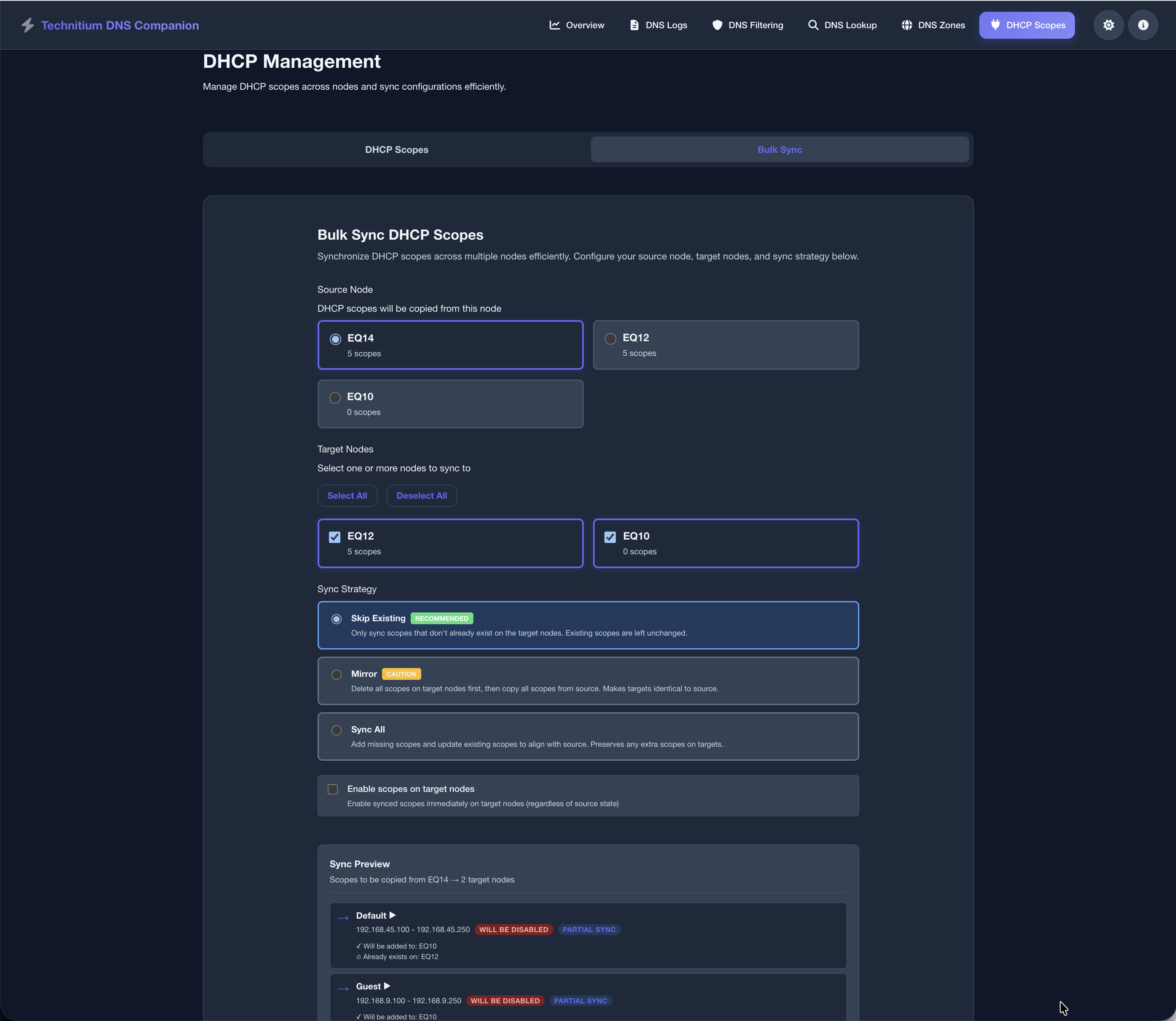 DHCP bulk sync (dark)