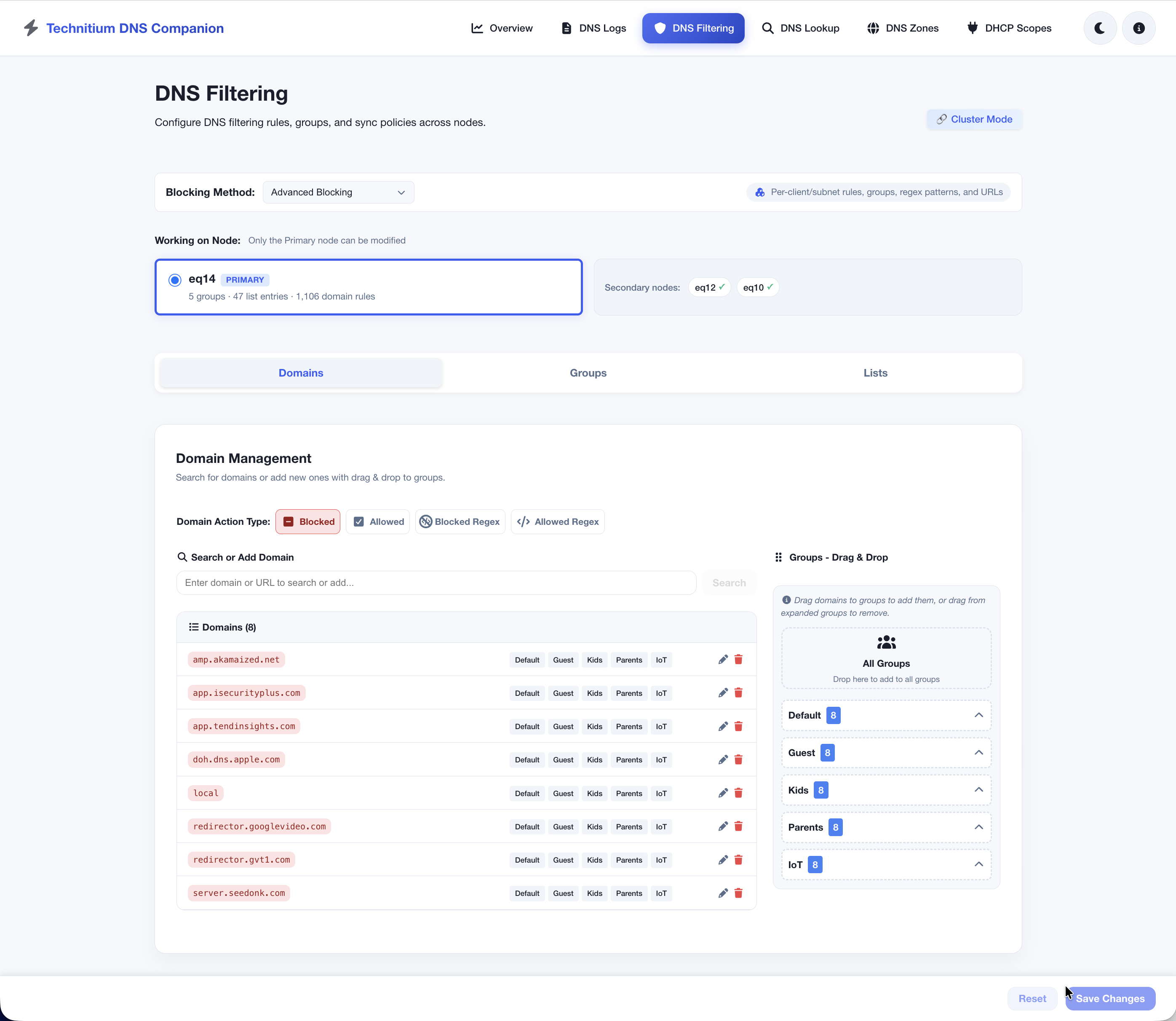 DNS filtering - advanced domains (light)